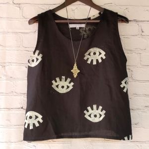 Love To Love You Block Printed Linen Tank Top